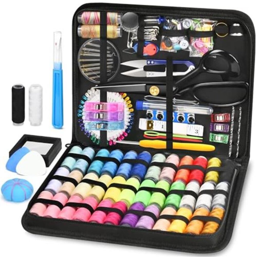 Sewing Kit for Adults with Heavy Duty Fabric Scissors, 241 Pcs Newly Upgraded